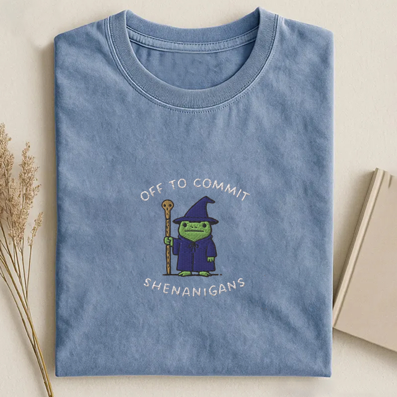Embroidered Off to Commit Shenanigans T-shirt-ShawnCraft