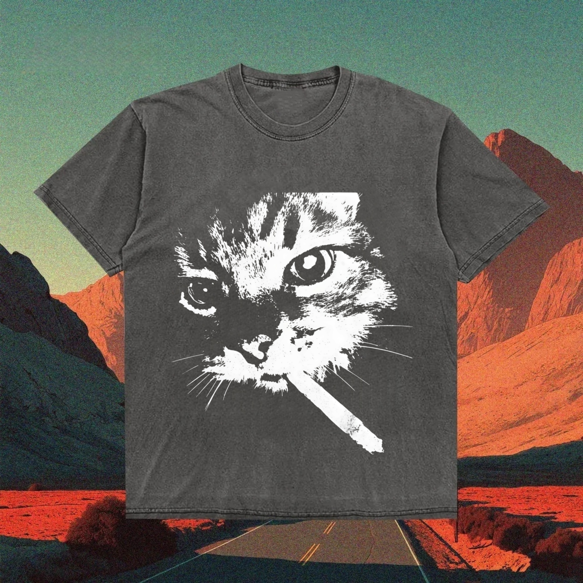 Smoking Cat T-shirt-ShawnCraft