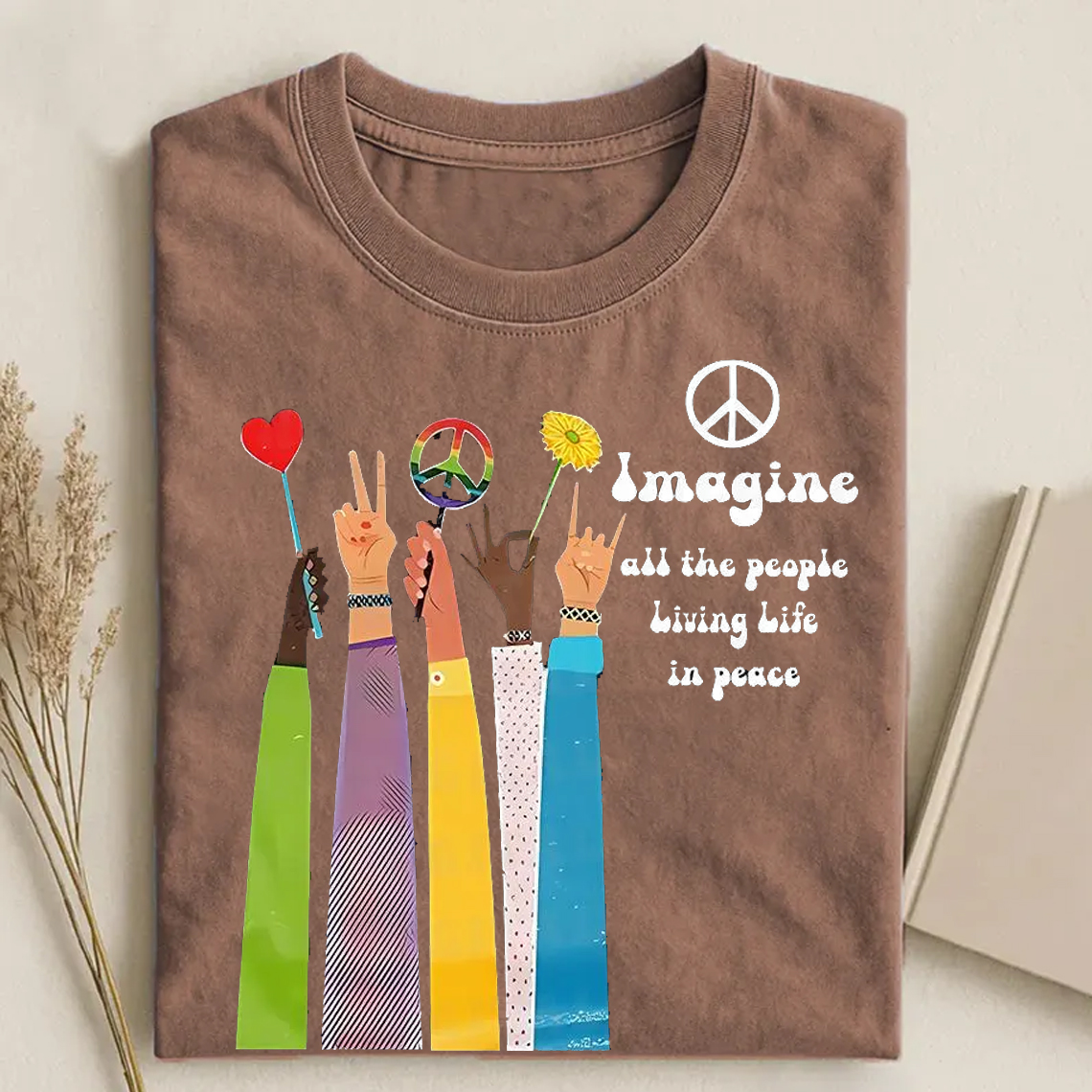 Imagine All The People Living Life In Peace T-shirt-ShawnCraft