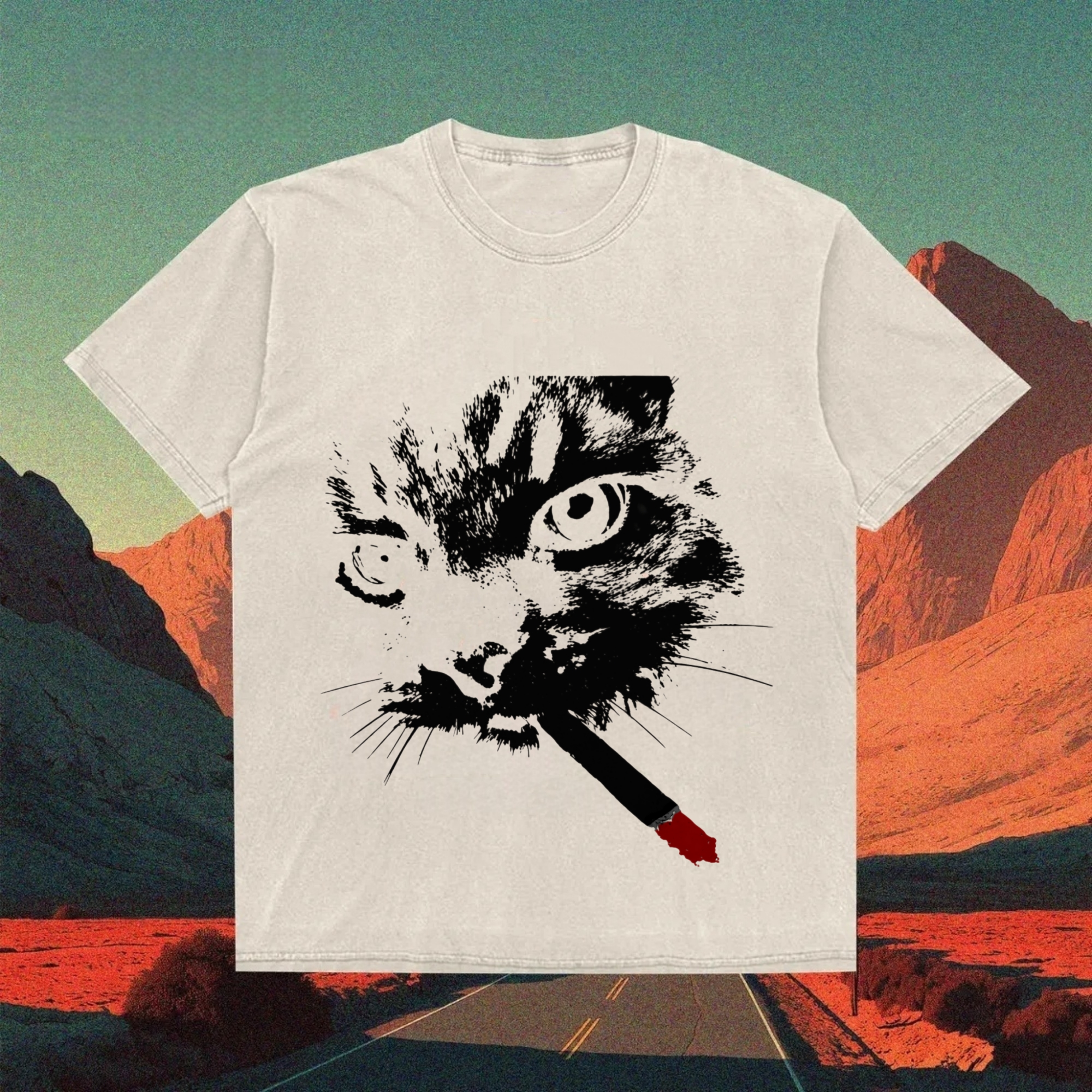 Smoking Cat T-shirt-ShawnCraft