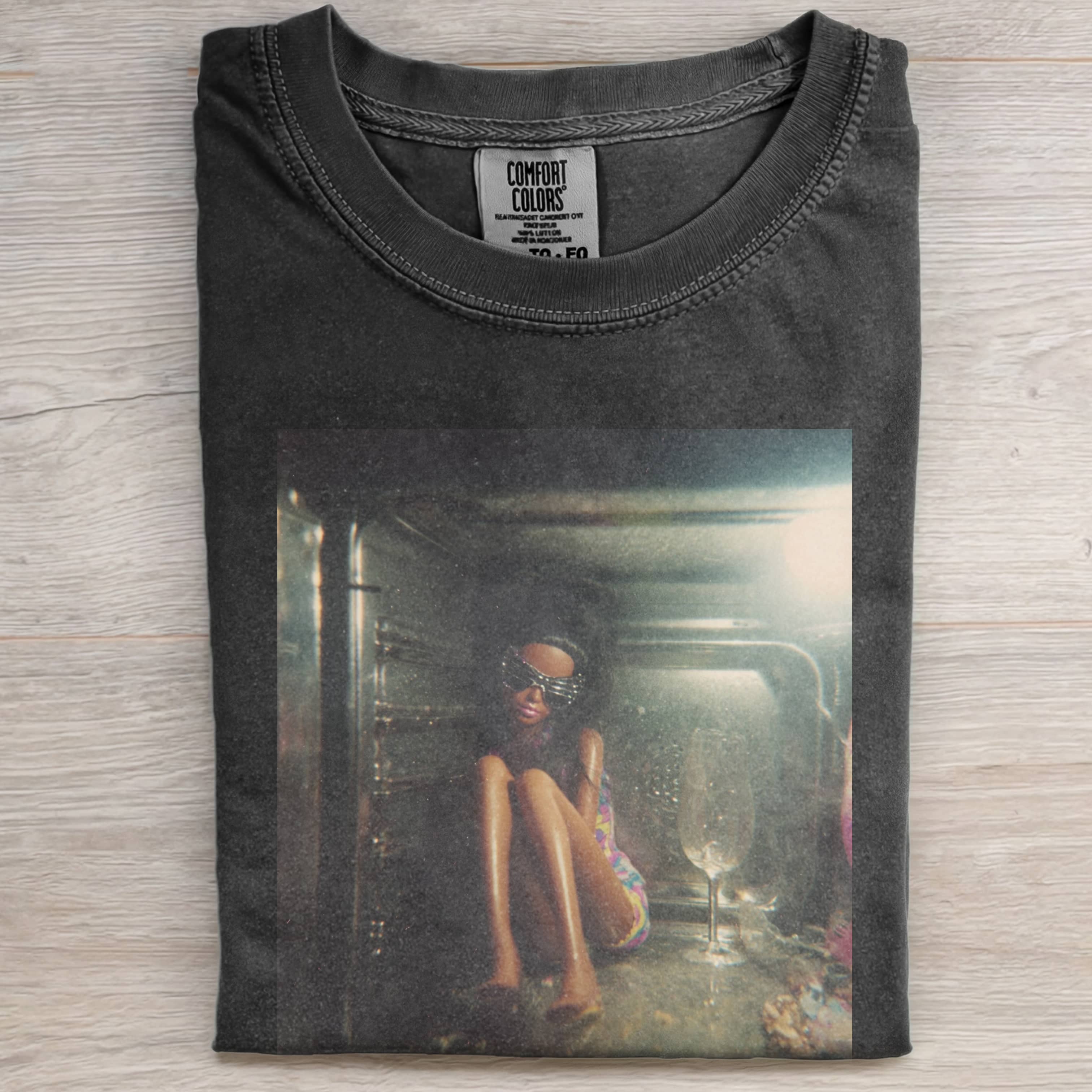 OVEN, BLACK LEATHER SUNGLASSES, Funny Doll FaceCORE TEE-ShawnCraft