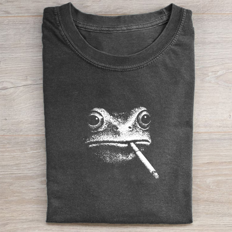 Vintage Smoking Frog T-shirt-ShawnCraft