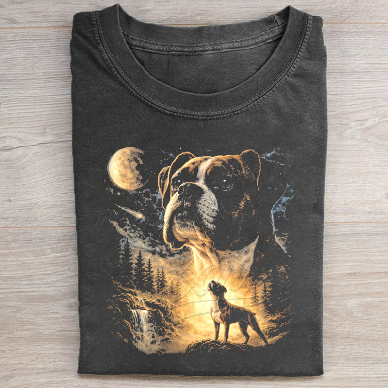 Boxer Dog Howling To The Moon T-shirt