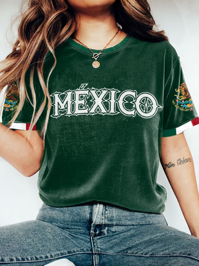 Women's Mexico Football Style Printed T-shirt