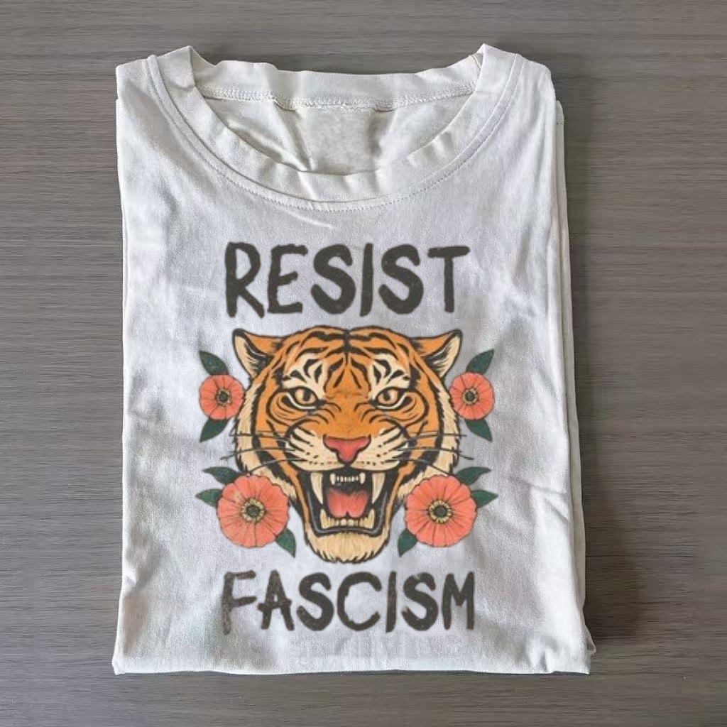 "Resist Fascism" Tiger Floral Activist T-shirt