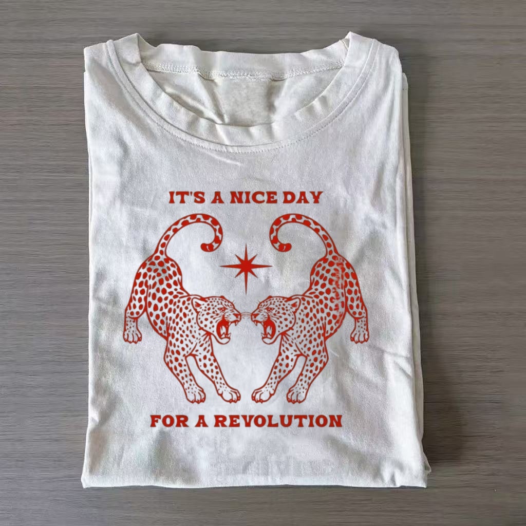 "Nice Day For A Revolution" Leopard T-shirt