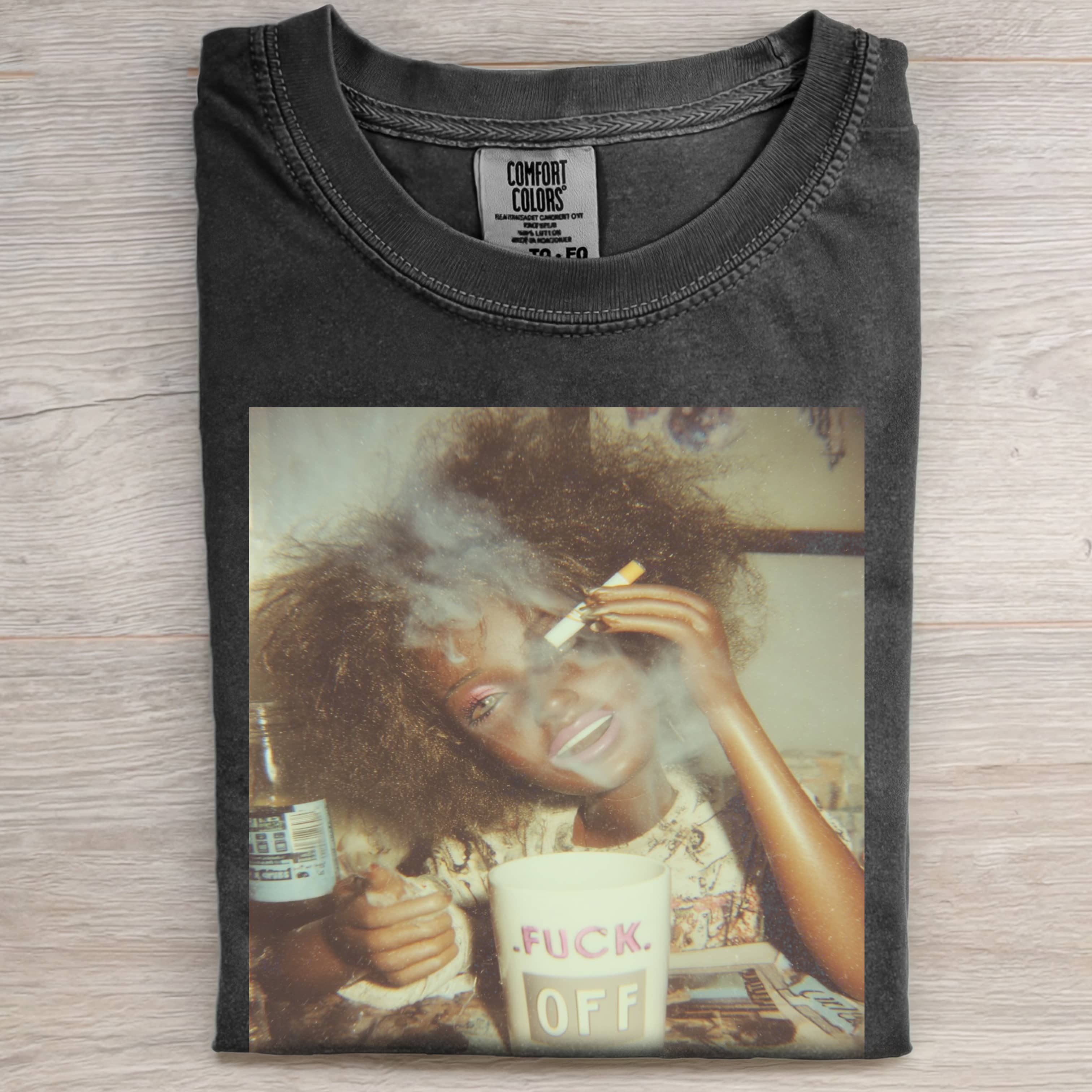 BLACK Funny Doll Face GIRL WITH SMOKING T-SHIRT-ShawnCraft