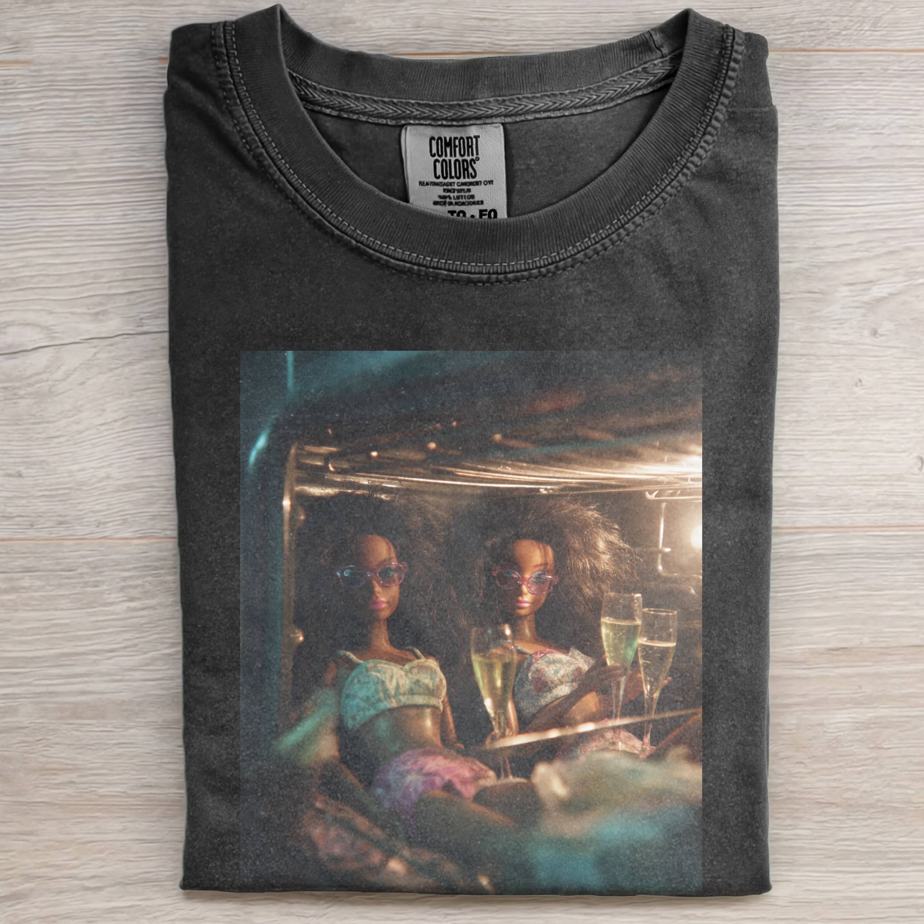 SUNGLASSES, BLACK Funny Doll FaceCORE, PARTY, DRINKING, OVEN, TEE-ShawnCraft