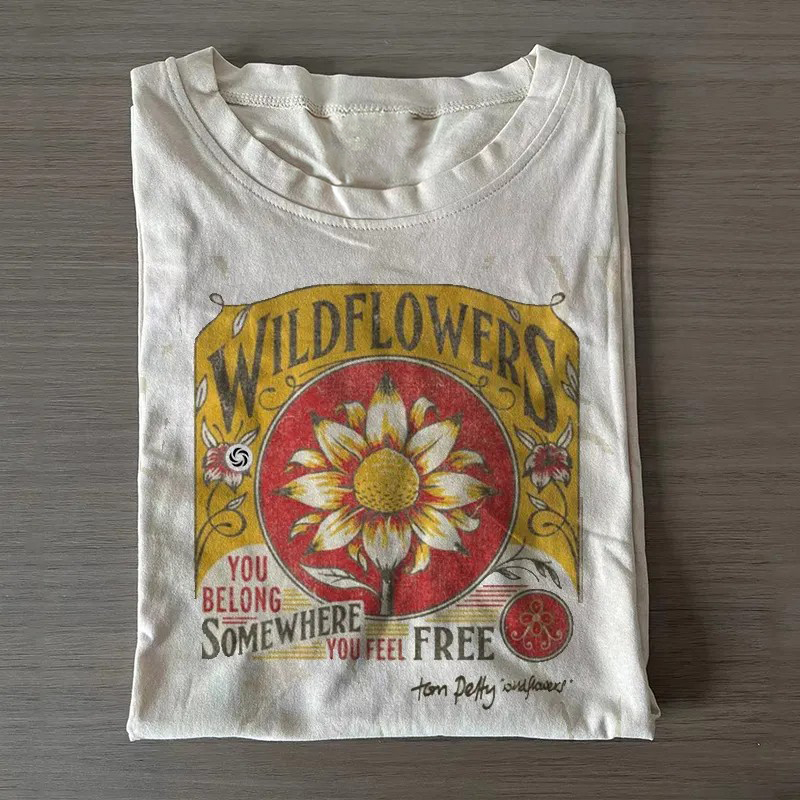Tom Petty Wildflowers Natural T-shirt-ShawnCraft