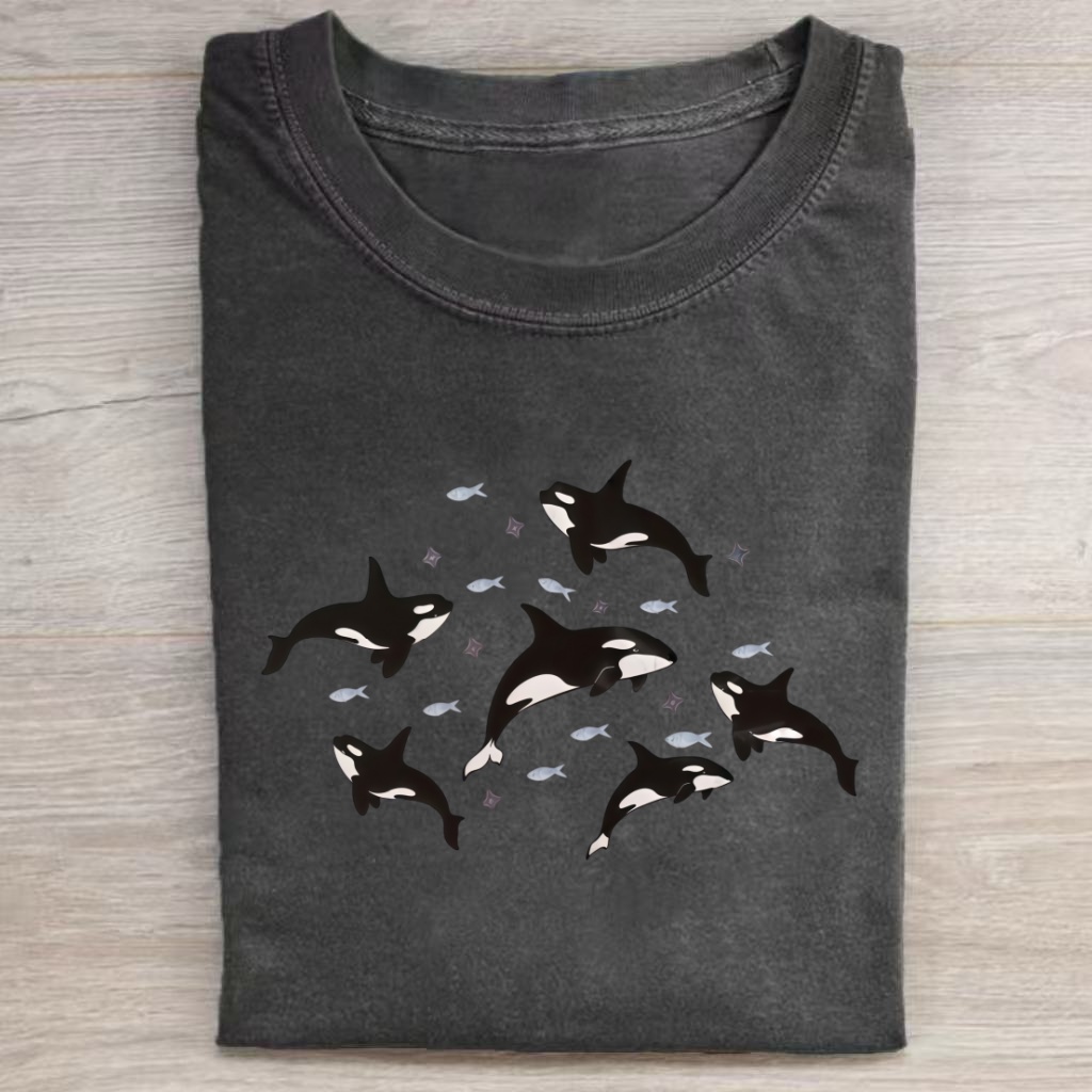 Orca Whale Pod Marine Life Graphic T-shirt
