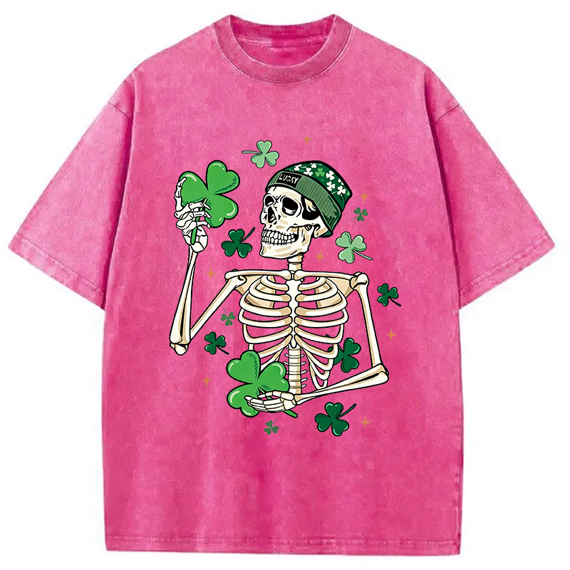 St. Patrick's Skeleton Washed T-Shirt-ShawnCraft