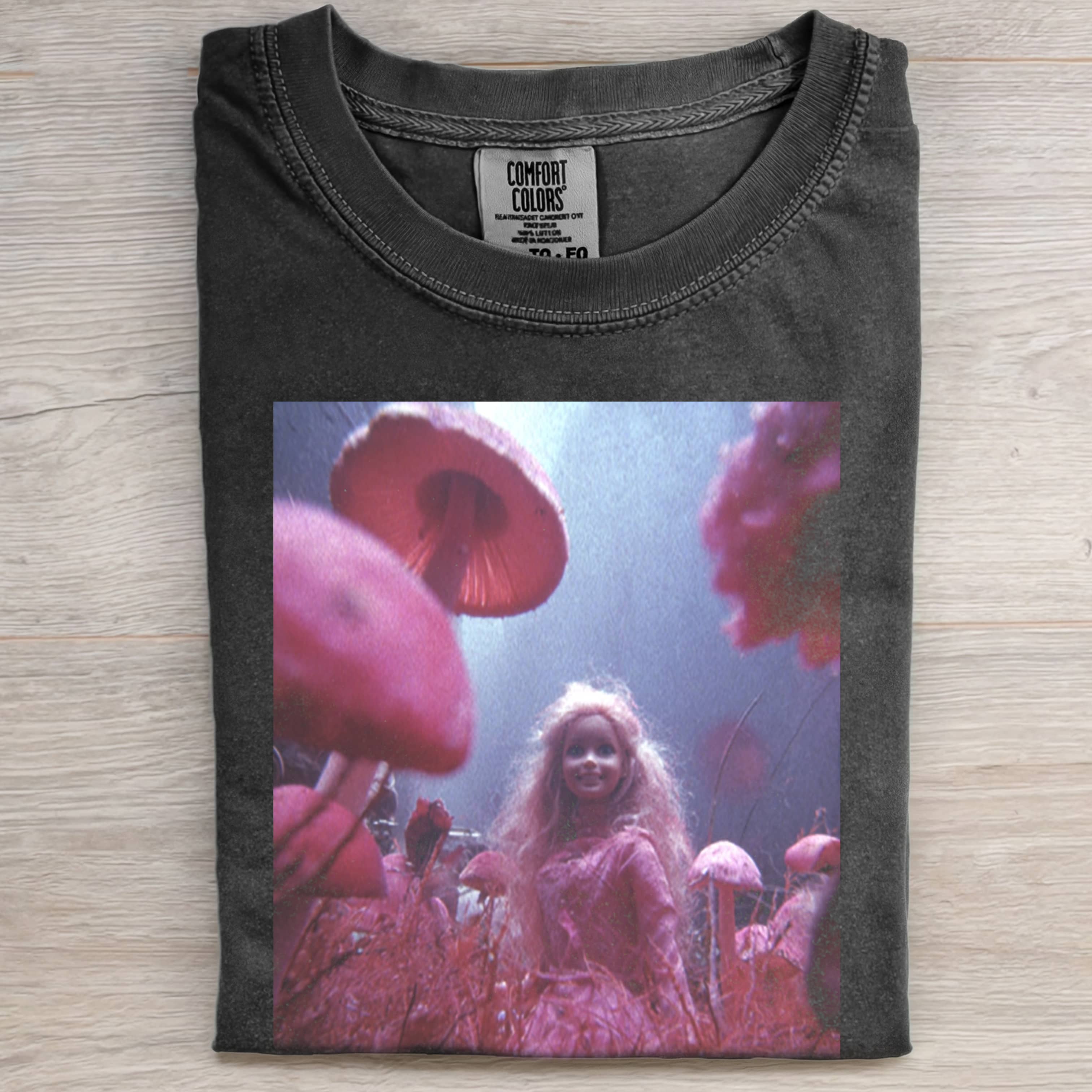 PINK MUSHROOM FOREST Funny Doll Face GIRL TEE-ShawnCraft
