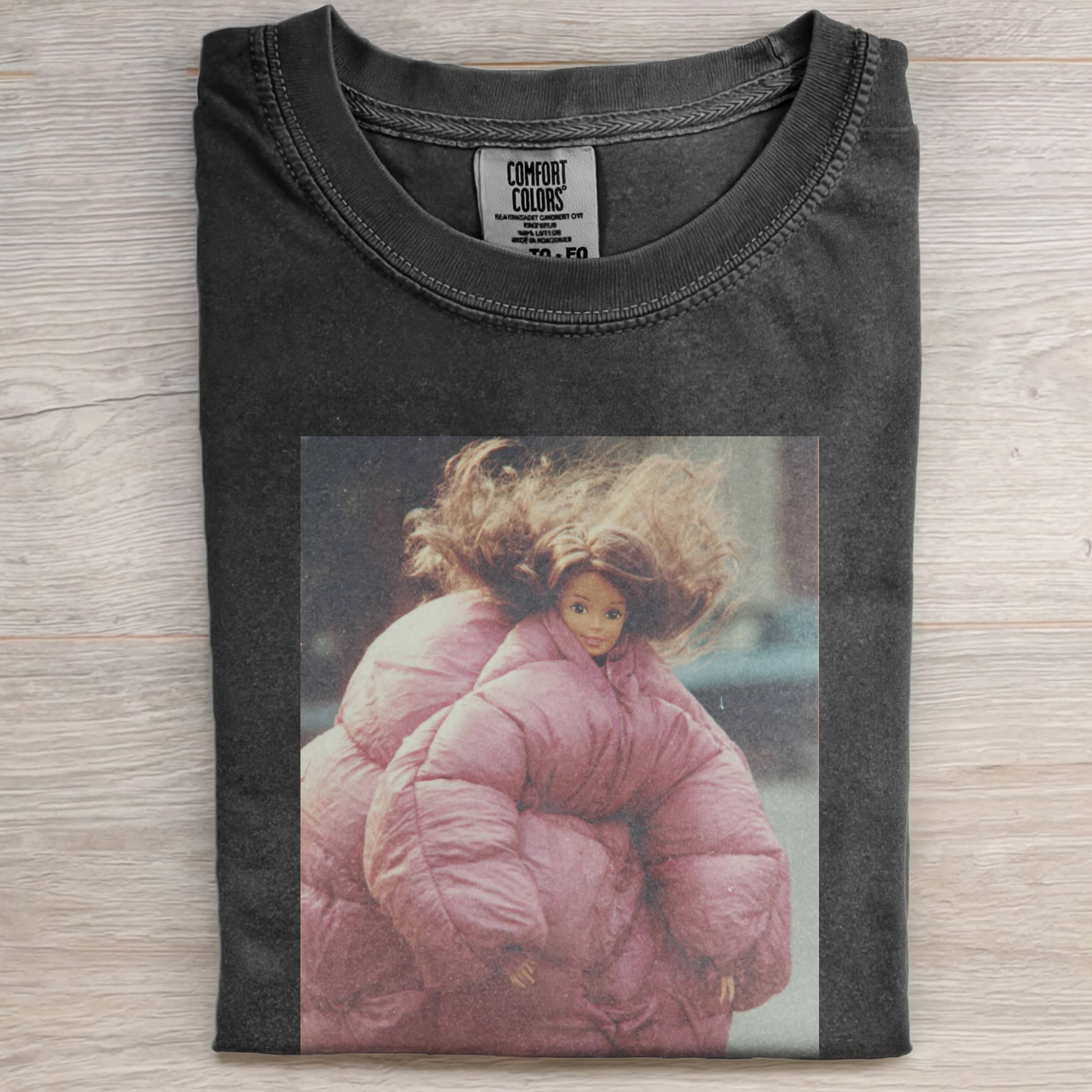 PINK THICK COAT AND Funny Doll FaceCORE TEE-ShawnCraft