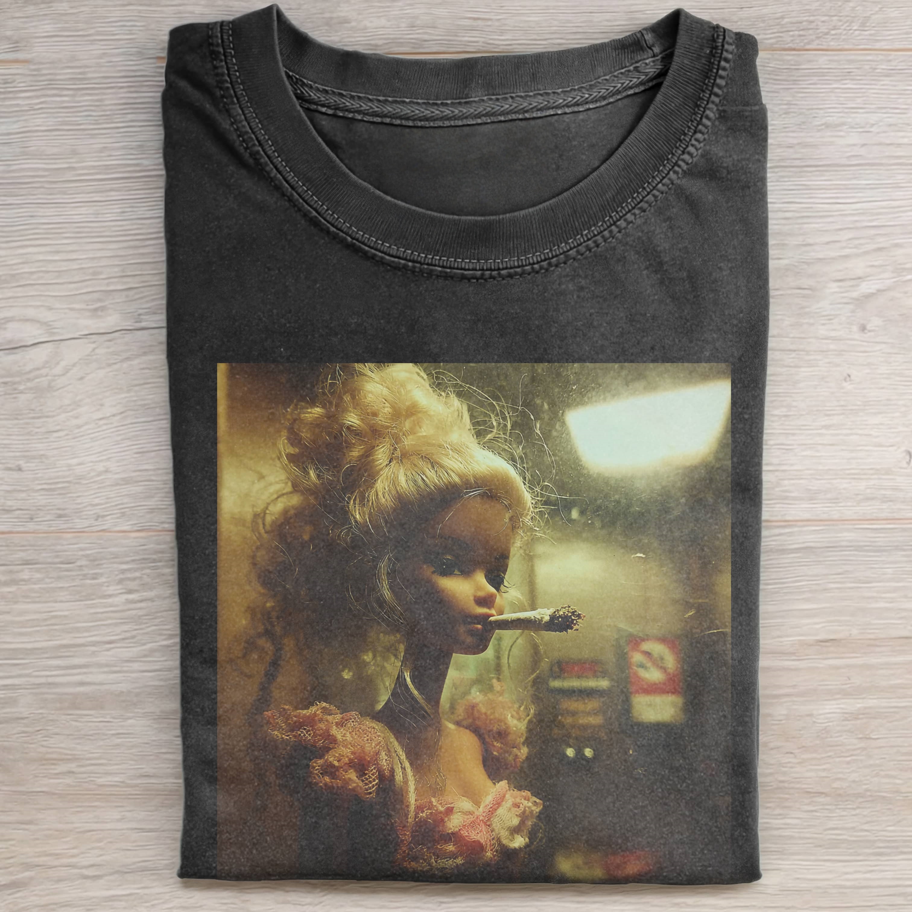 RETRO, SMOKING, DECADENT Funny Doll FaceCORE TEE