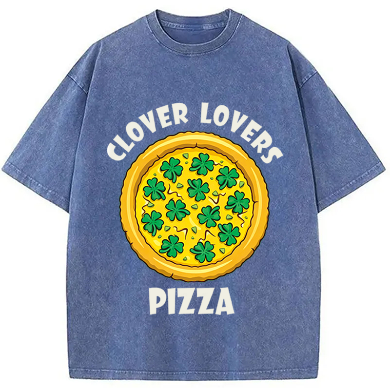 Clover Lovers Pizza Washed T-Shirt-ShawnCraft