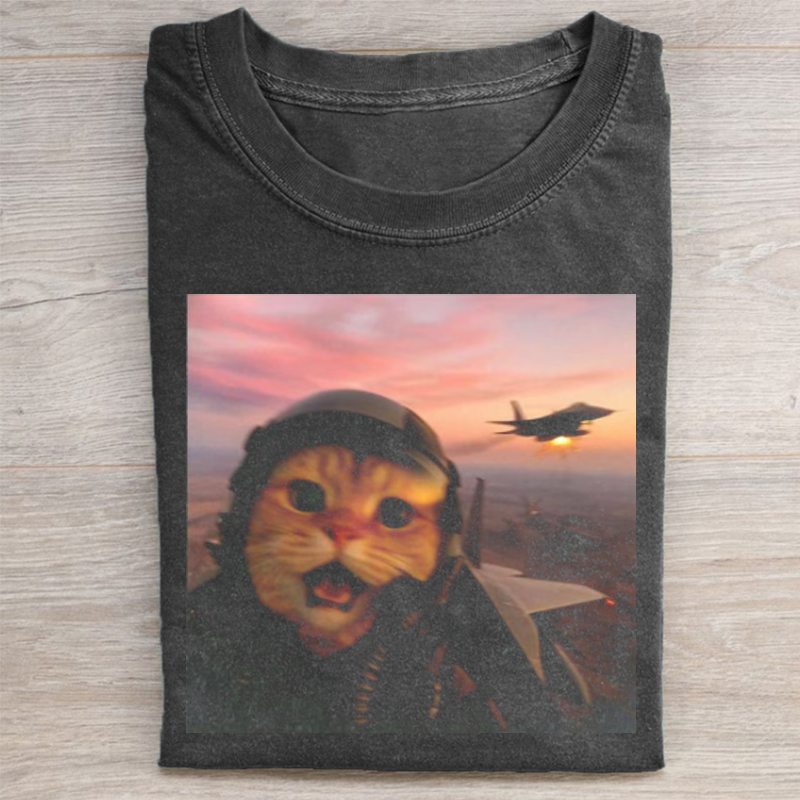 Funny Fighter Pilot Cat S T-shirt-ShawnCraft