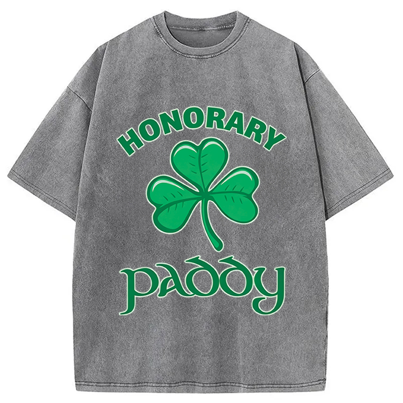 Honorary Paddy St Patricks Day Washed T-Shirt-ShawnCraft