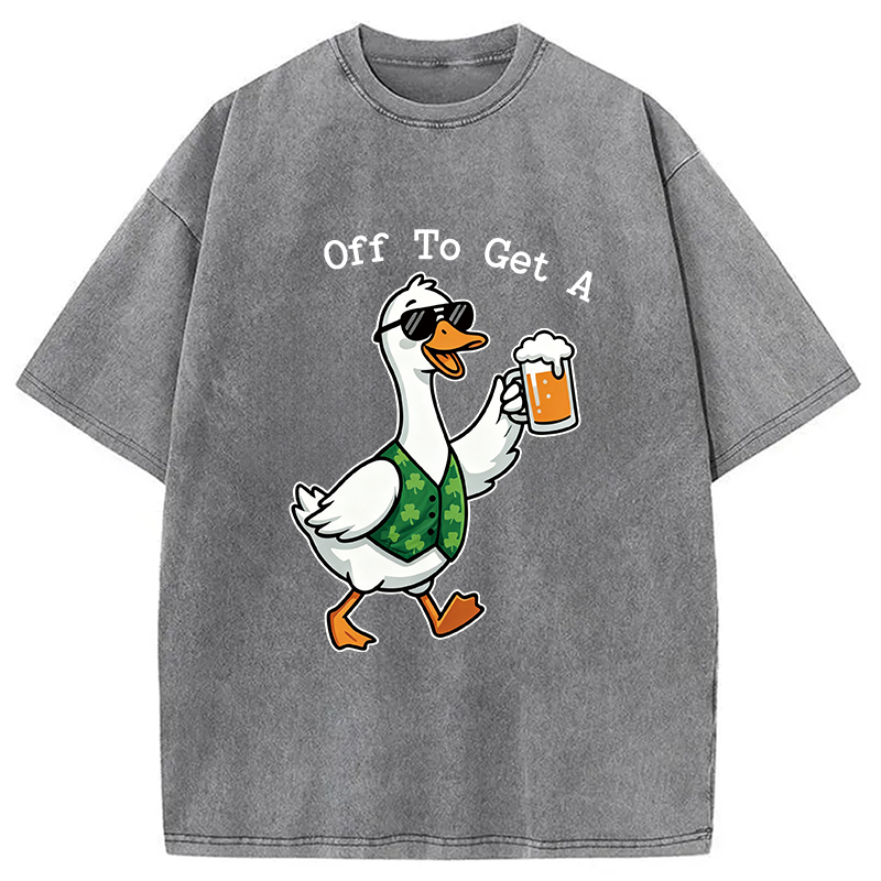 St Paddys Day Goose Washed T-Shirt-ShawnCraft