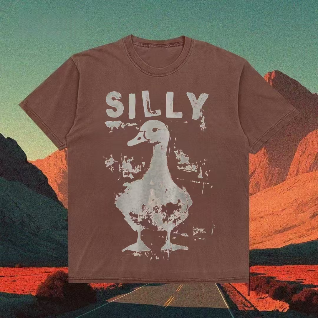"Silly" Duck Distressed Graphic T-shirt-ShawnCraft