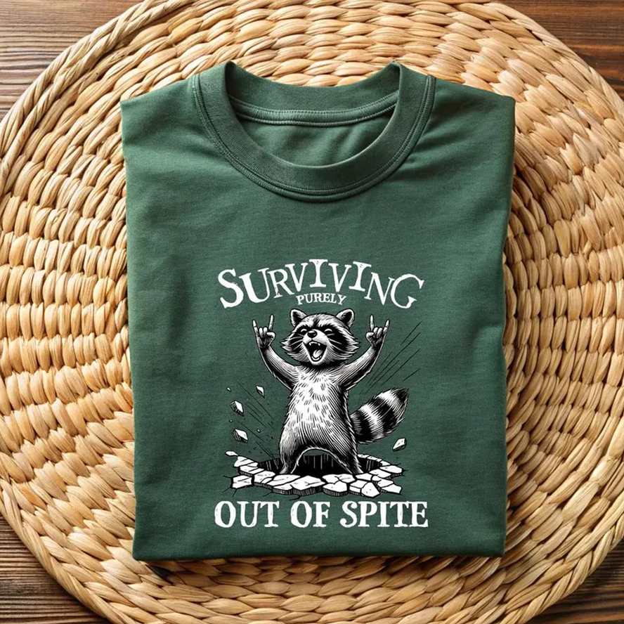 Surviving Purely Out Of Spite Raccoon T-shirt-ShawnCraft