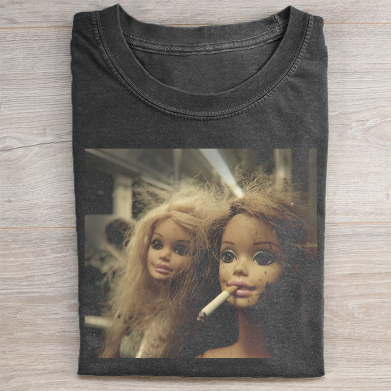 Absurdist Doll Smoking T-shirt-ShawnCraft