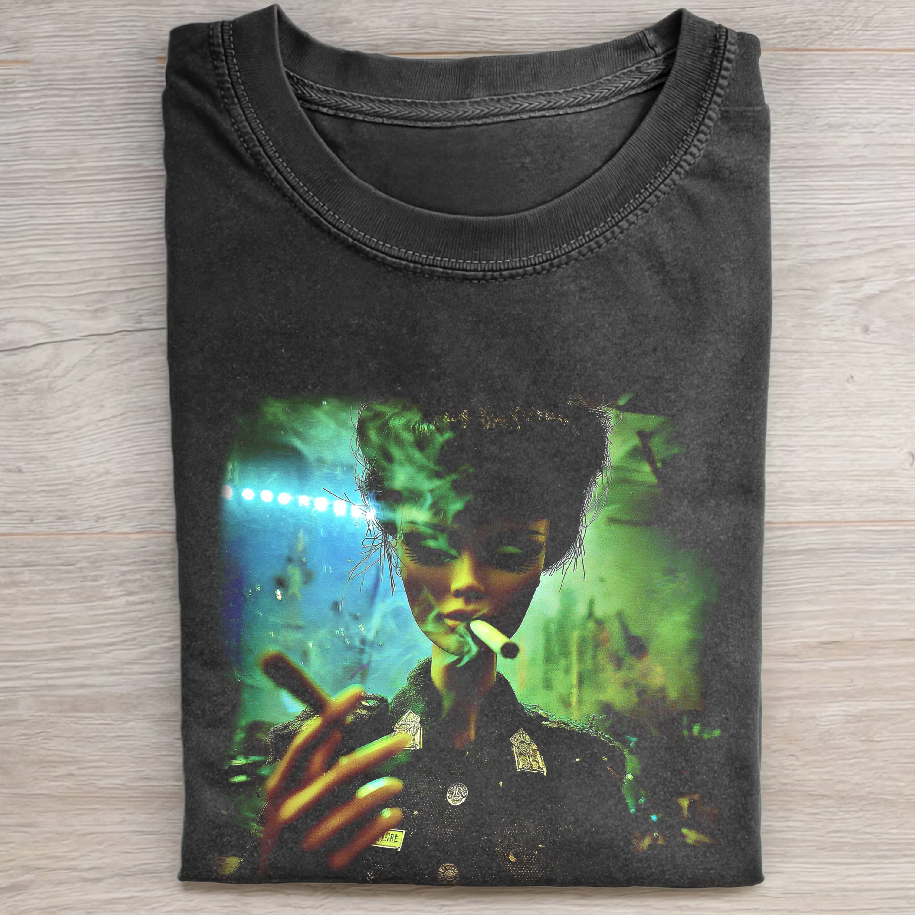 SMOKING DARK Funny Doll FaceCORE T-SHIRT