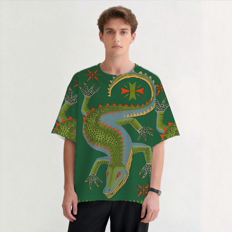 Lucky Crocodile Graphic Print T-shirt-ShawnCraft