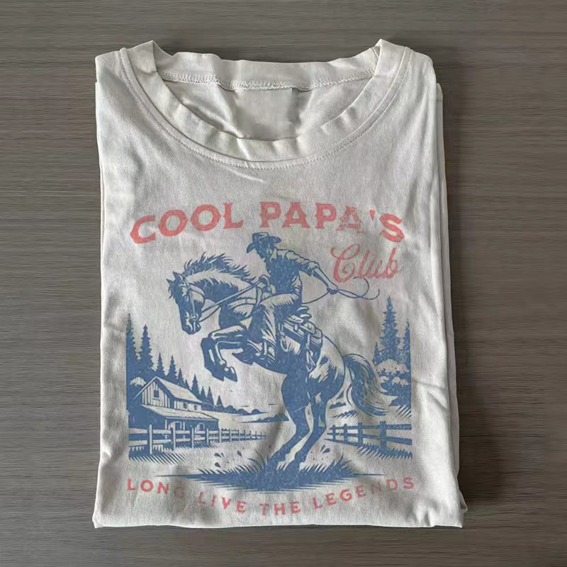 Cool Papa's Club Shirt Retro Cowboy Papa T-shirt-ShawnCraft