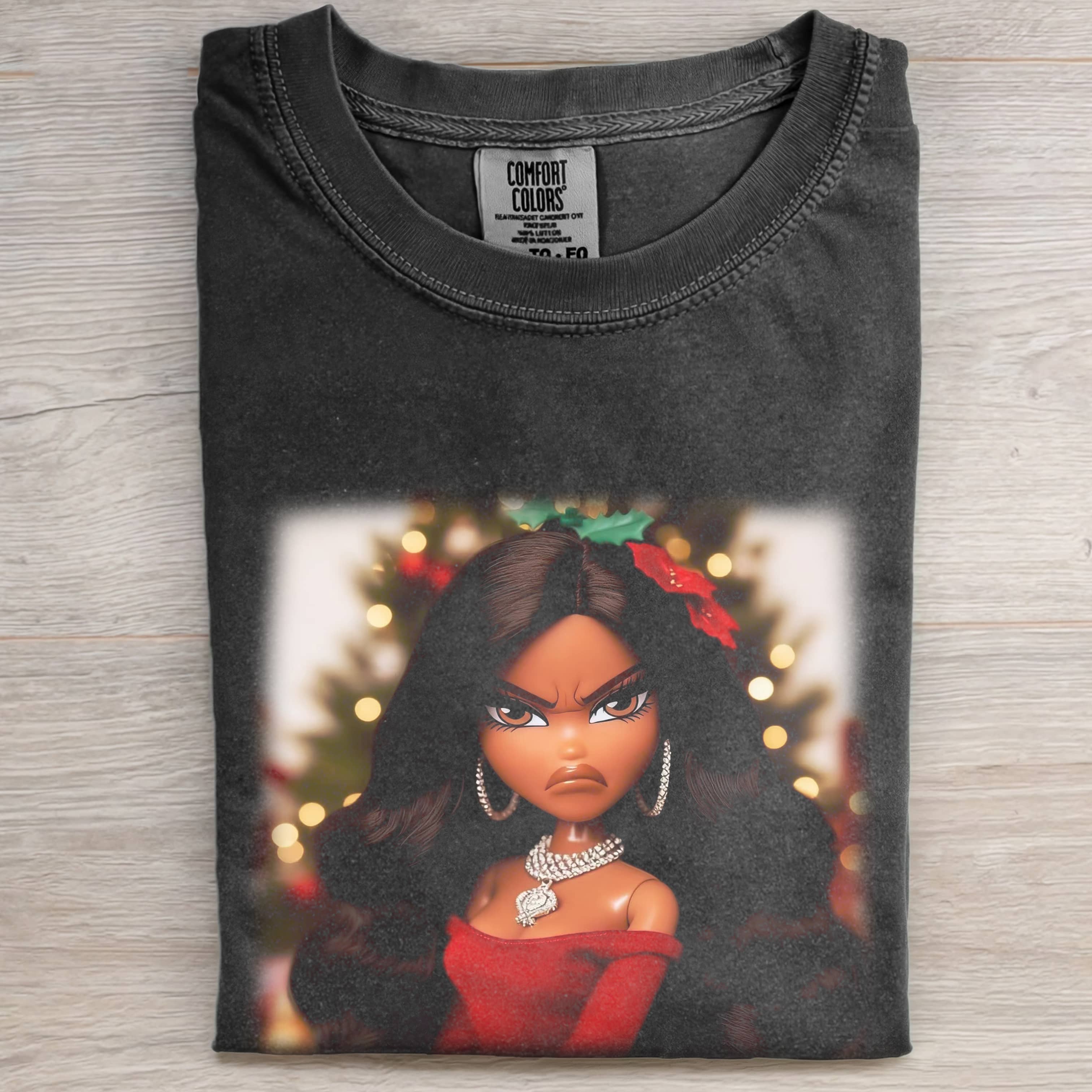 CHRISTMAS ANGRY BRATZ PRINT T-SHIRT-ShawnCraft