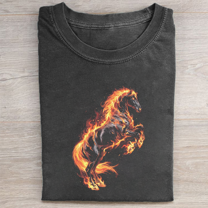 Fire Horse Graphic T-shirt-ShawnCraft