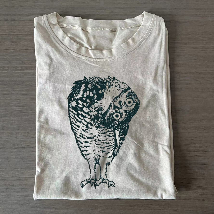 Linocut Owl T-shirt-ShawnCraft