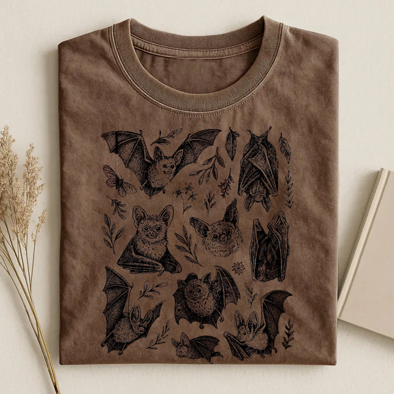 Gothic Cottagecore Bat T-shirt-ShawnCraft