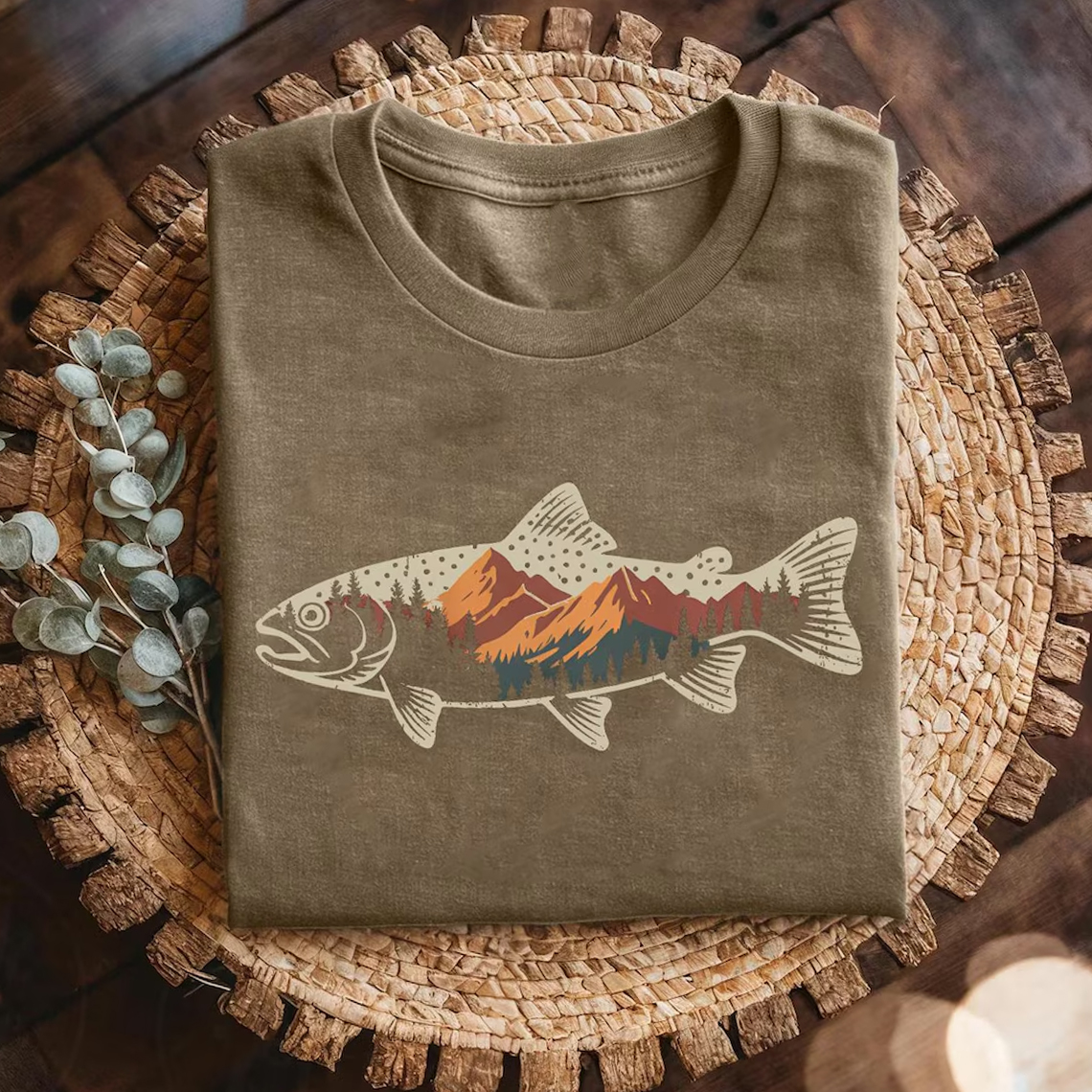Mountain Fish Graphic T-shirt-ShawnCraft