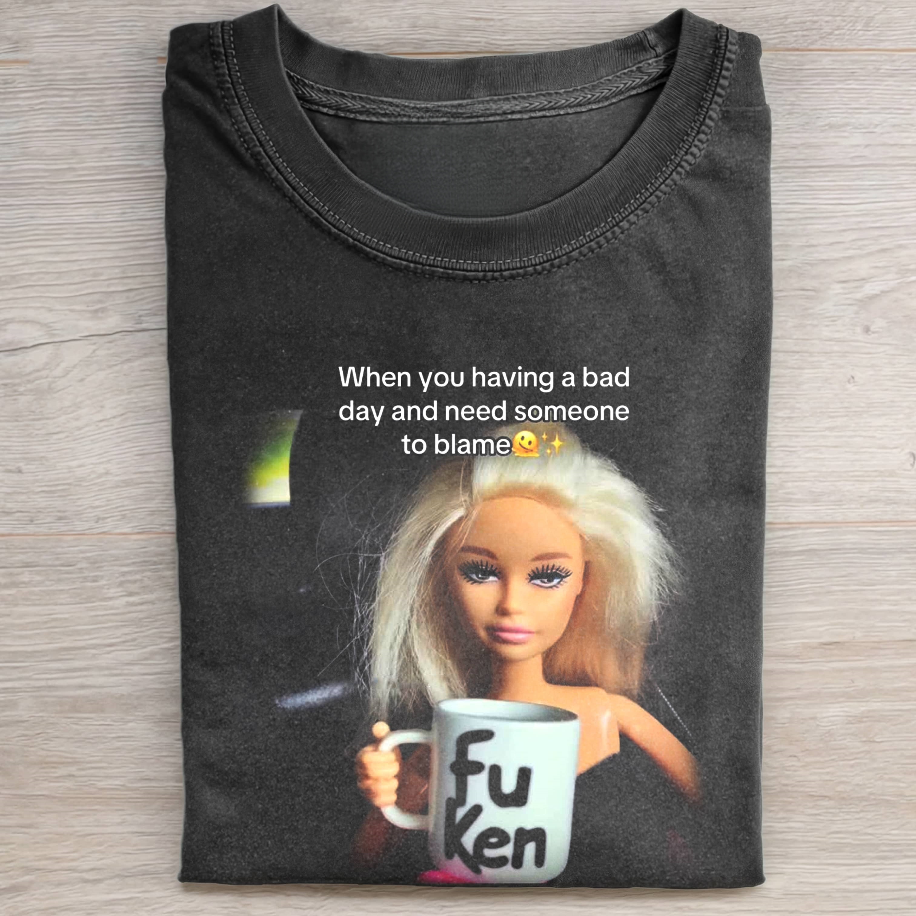 Funny Doll FaceCORE RETRO COFFEE SLOGAN TEE