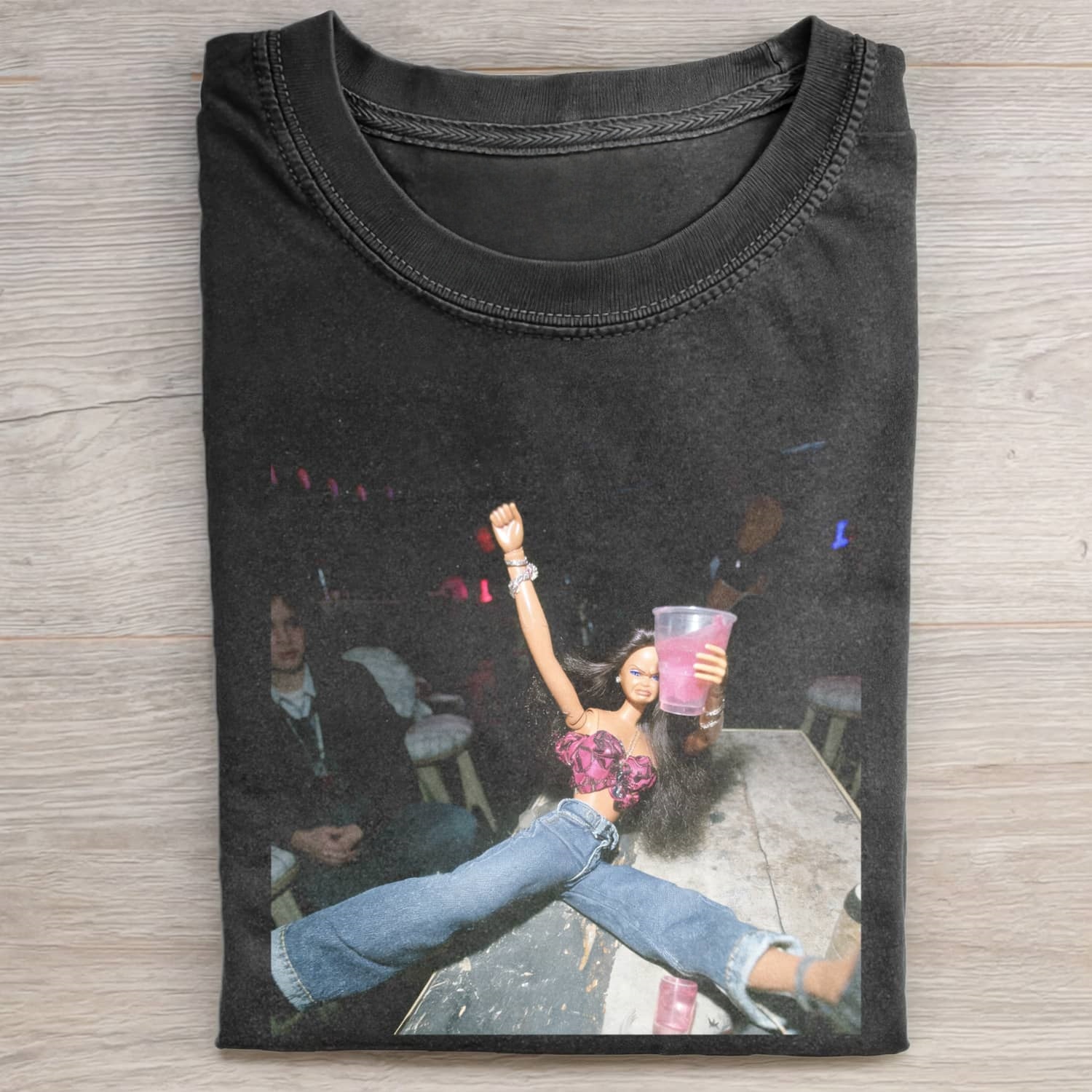 BLACK DOLL FACE PARTY DRINKING POV TEE