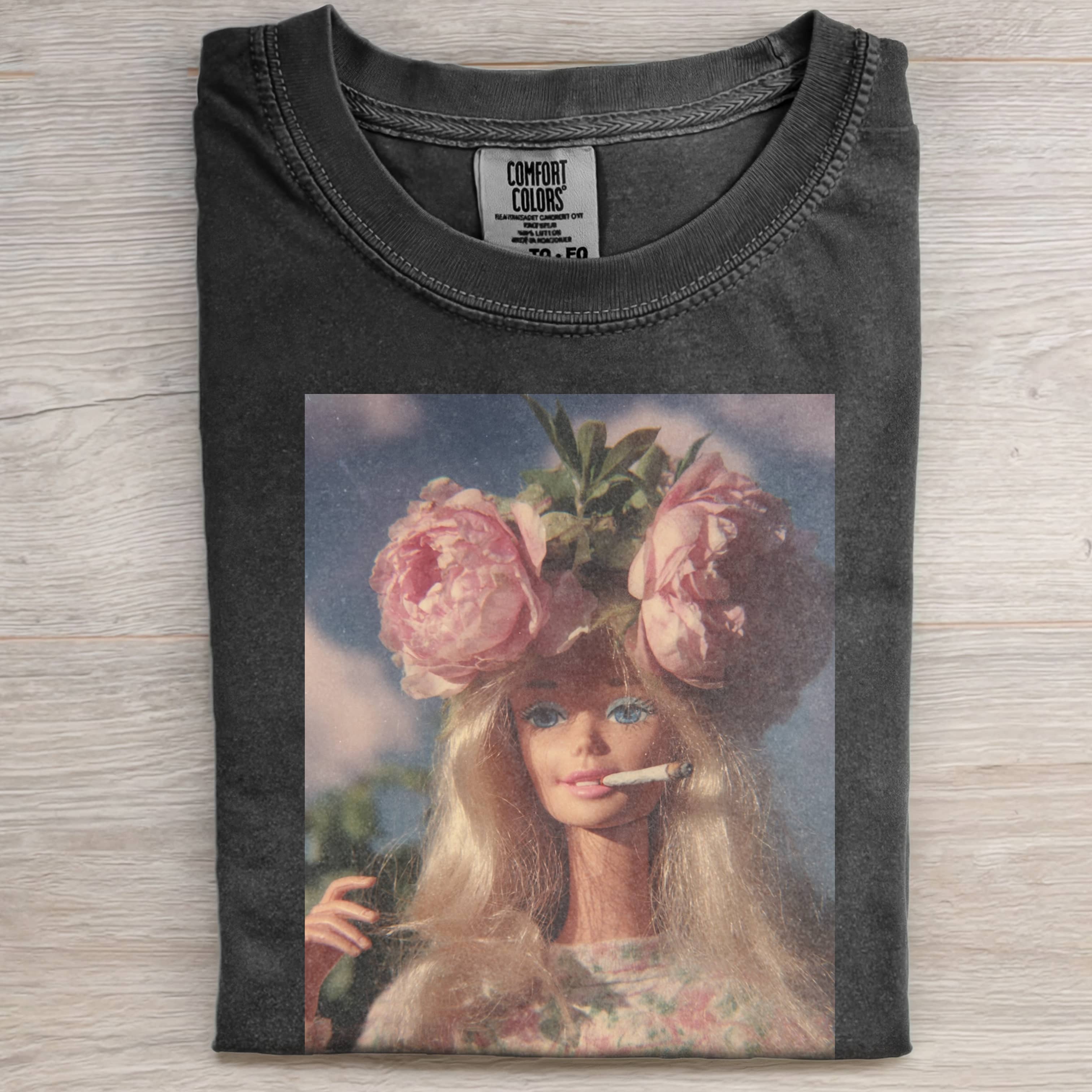 RETRO Funny Doll FaceCORE DOLL FLORAL HUMOROUS TEE-ShawnCraft