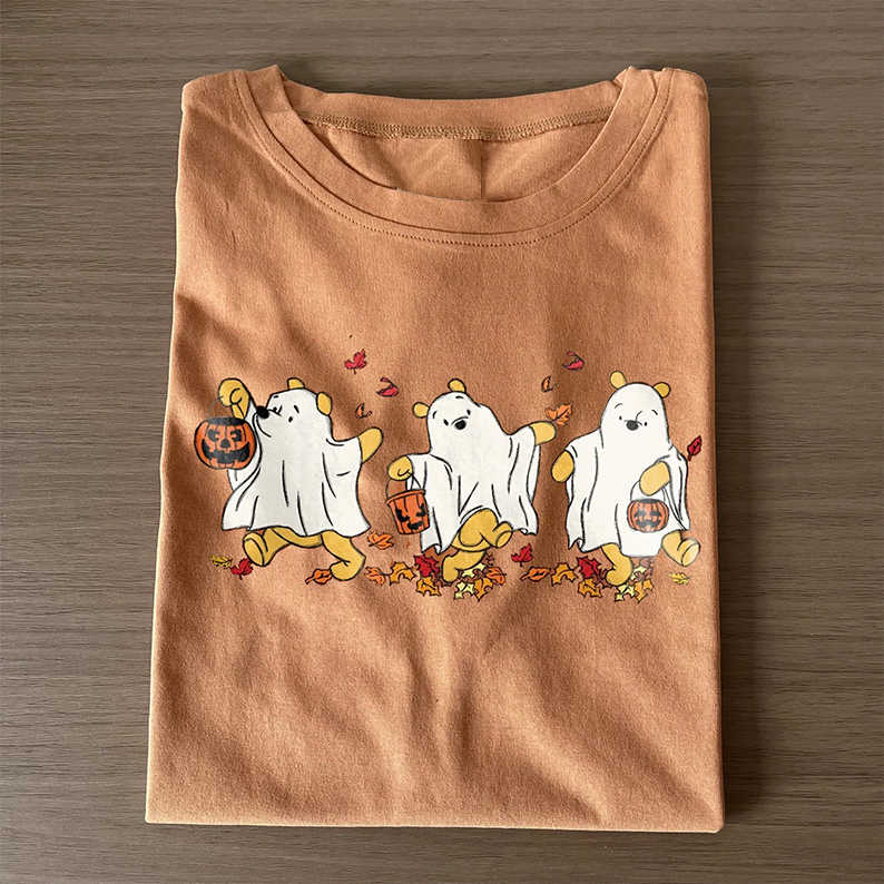 Retro Pooh Ghost Halloween T-shirt-ShawnCraft