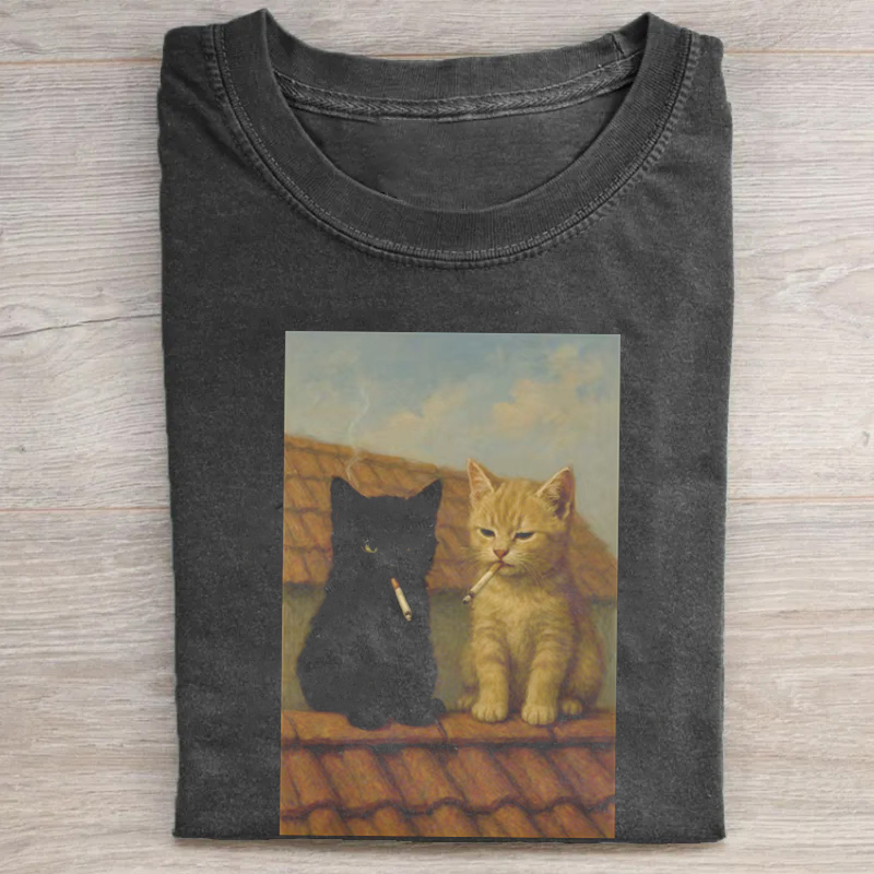 Funny Cat Smoking T-shirt-ShawnCraft