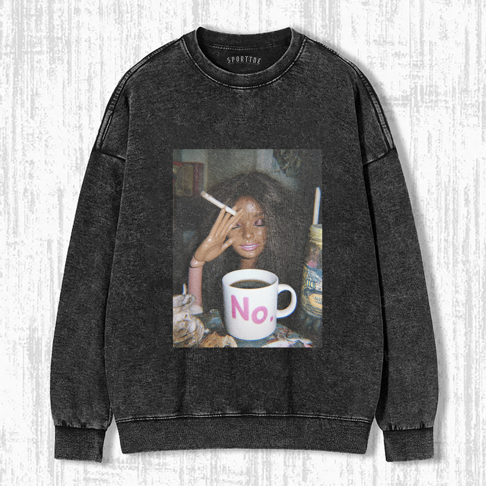 RETRO SMOKING AFRO Funny Doll Face GIRL T-SHIRT-ShawnCraft