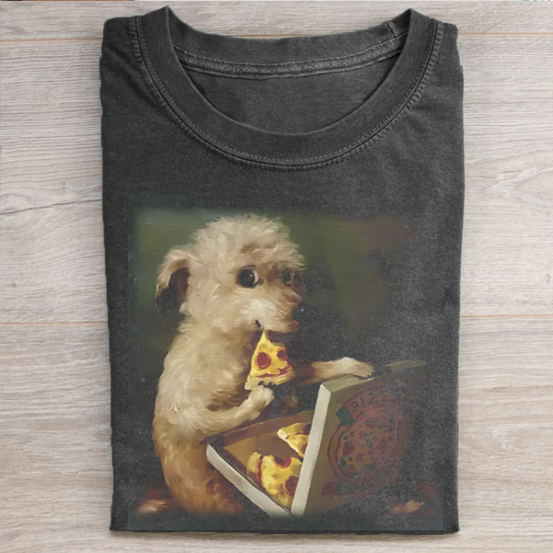 Dog Chill With Pizza Vintage T-shirt-ShawnCraft