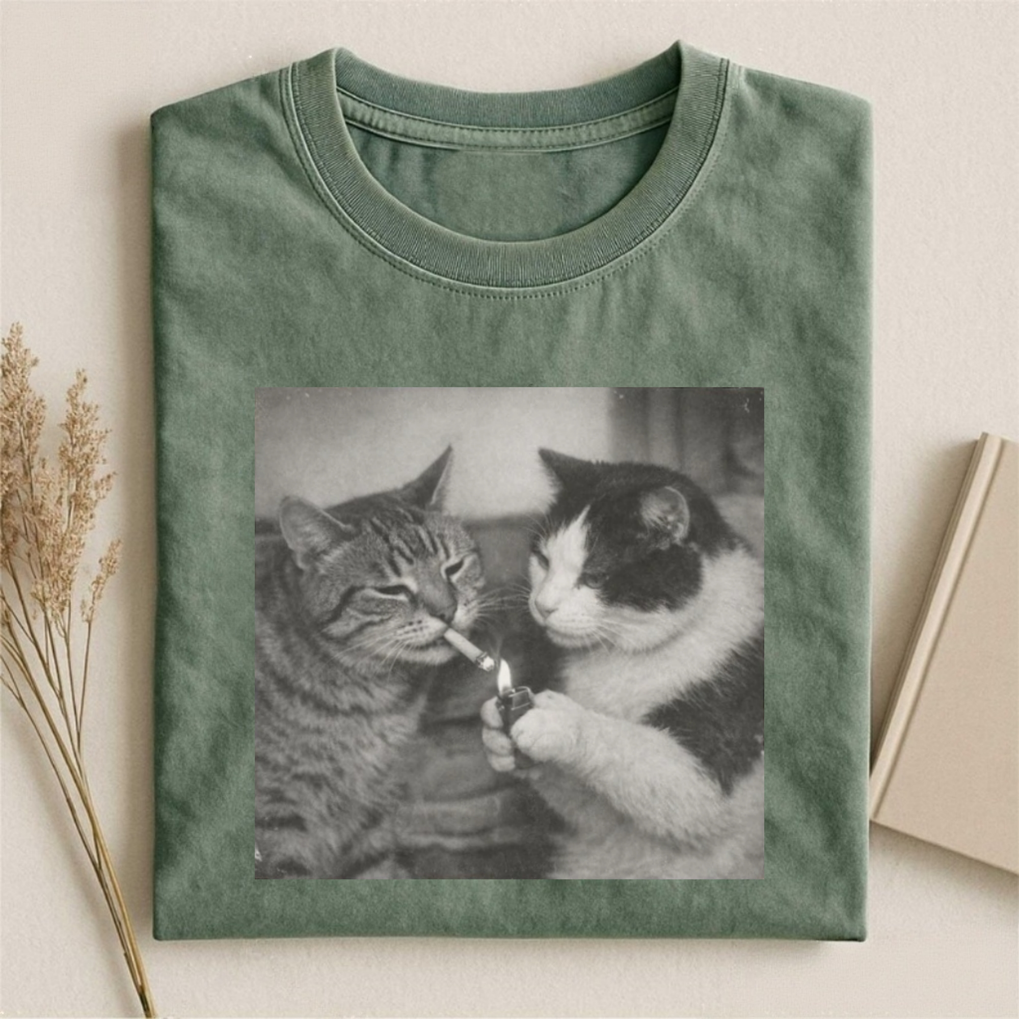 Comfort Colors Retro Funny Cat T-Shirt-ShawnCraft