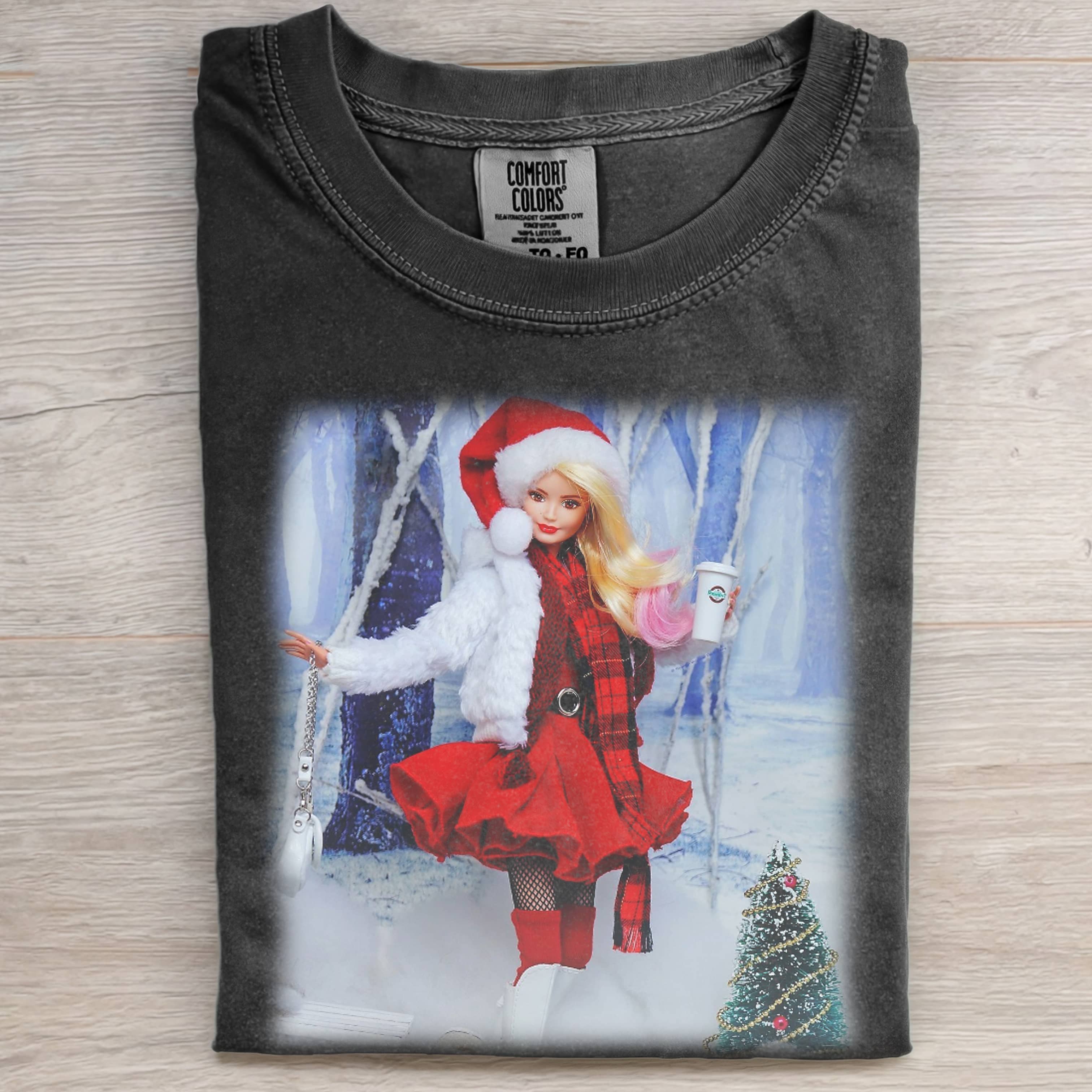 Funny Doll Face CHRISTMAS SNOW PRINT T-SHIRT-ShawnCraft