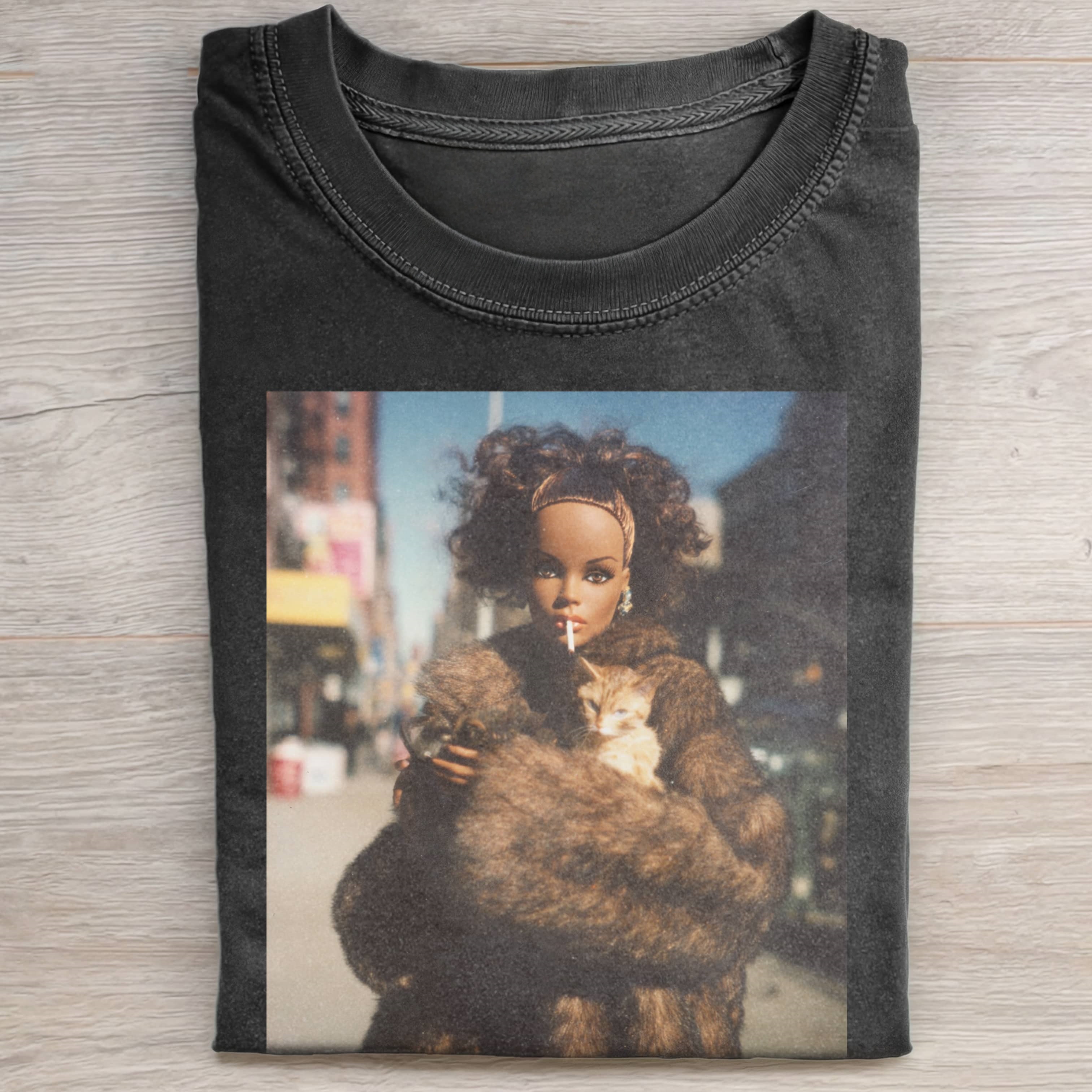 RETRO GLAMOROUS SMOKING Funny Doll FaceCORE TEE