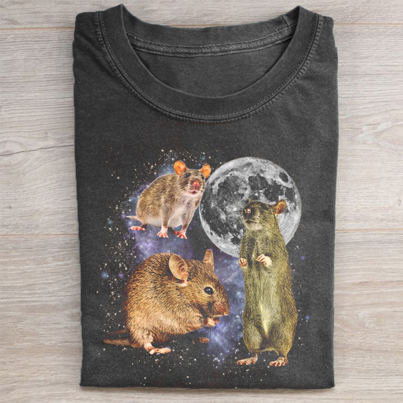 Three Rats Retro Graphic T-shirt-ShawnCraft