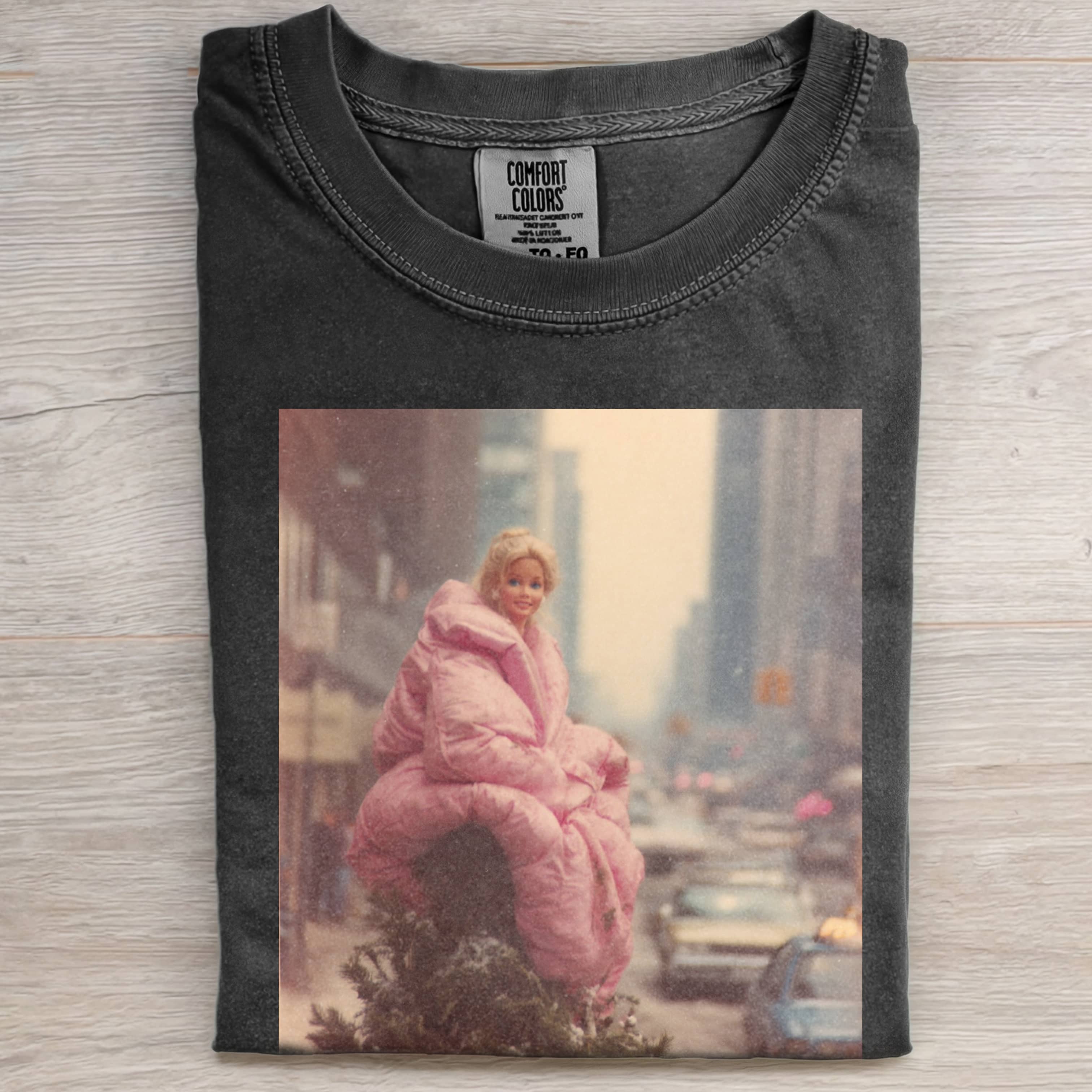 RETRO PINK DOWN JACKET Funny Doll FaceCORE TEE-ShawnCraft