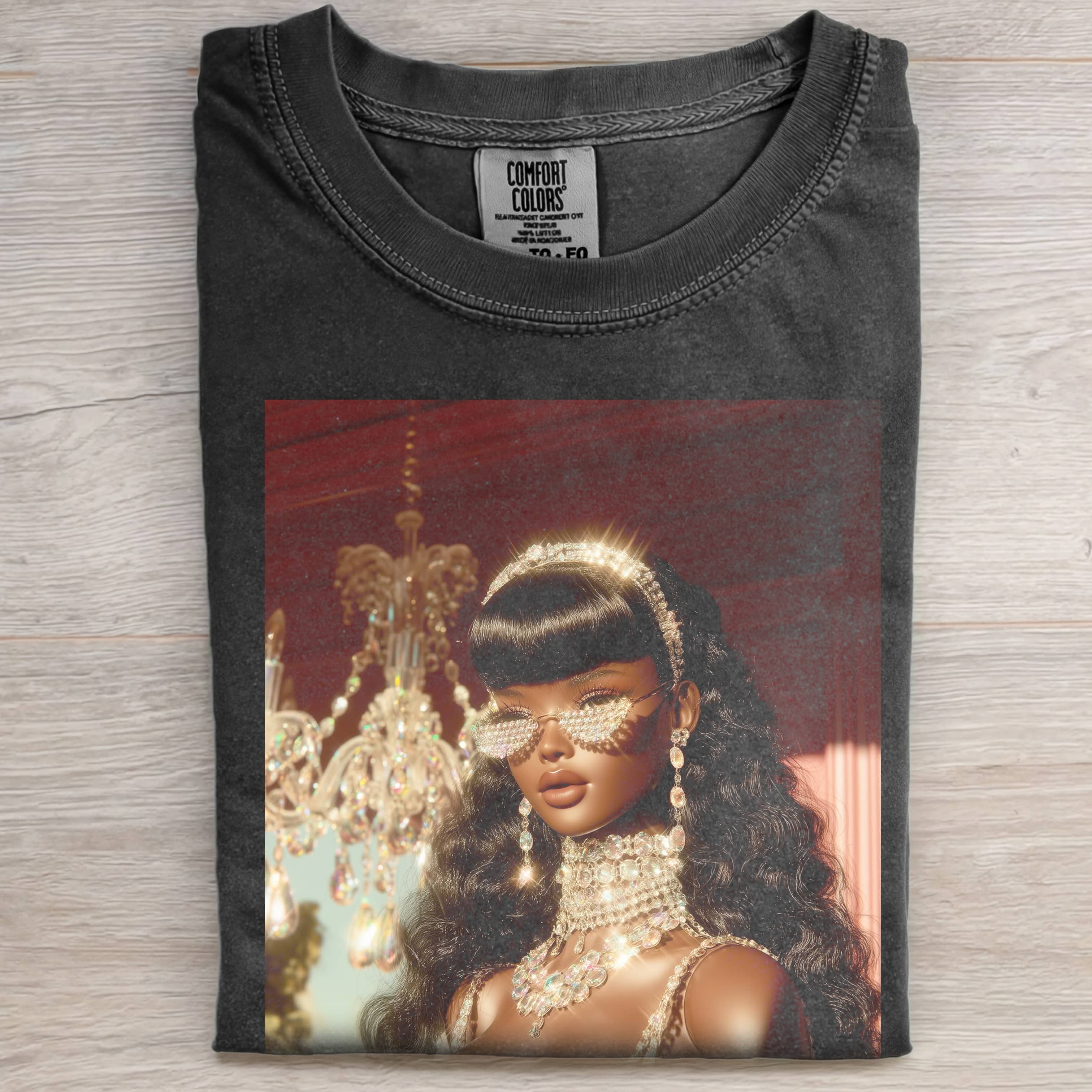 GORGEOUS BLACK Funny Doll Face GIRL TEE-ShawnCraft