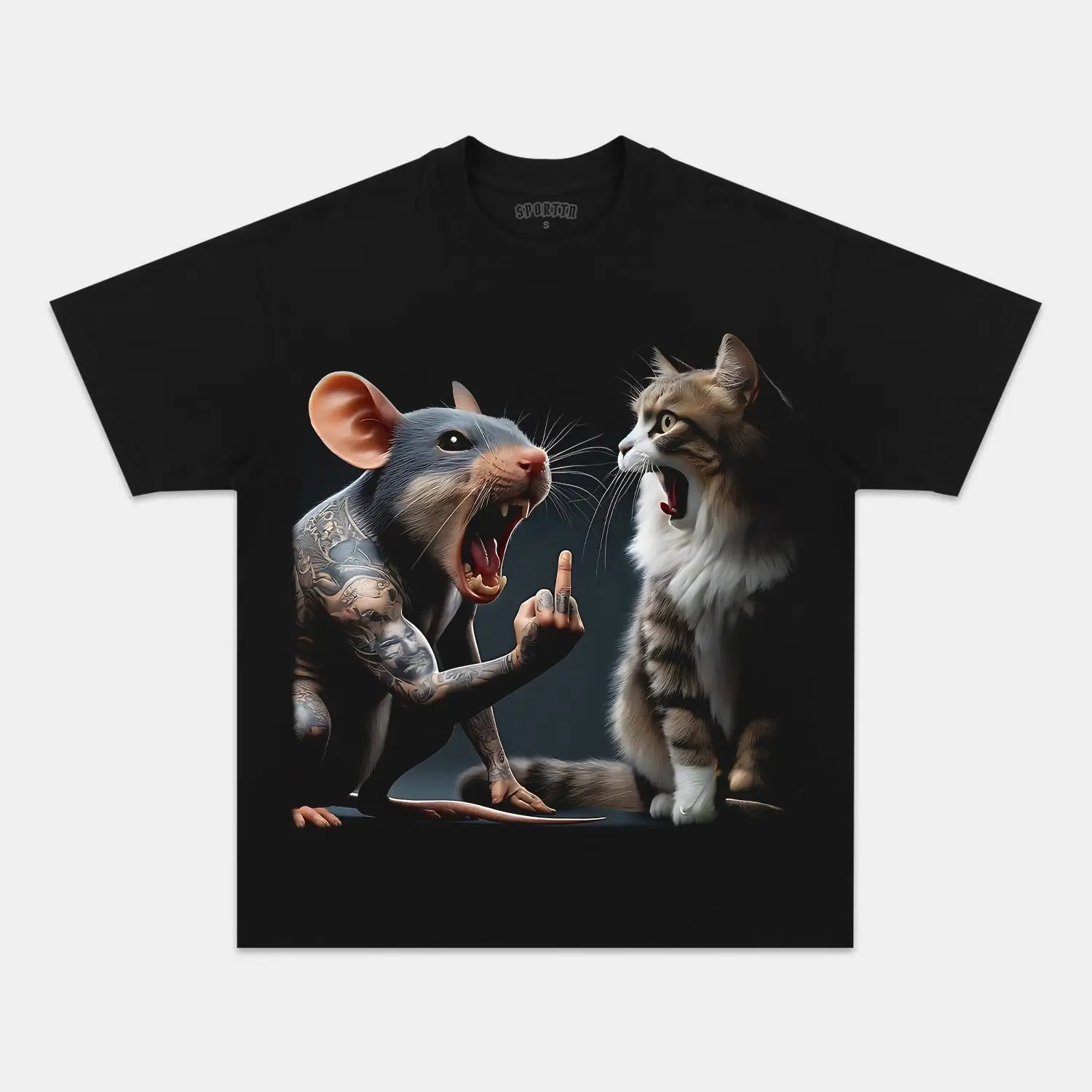 FUNNY MOUSE AND CAT T-SHIRT-ShawnCraft