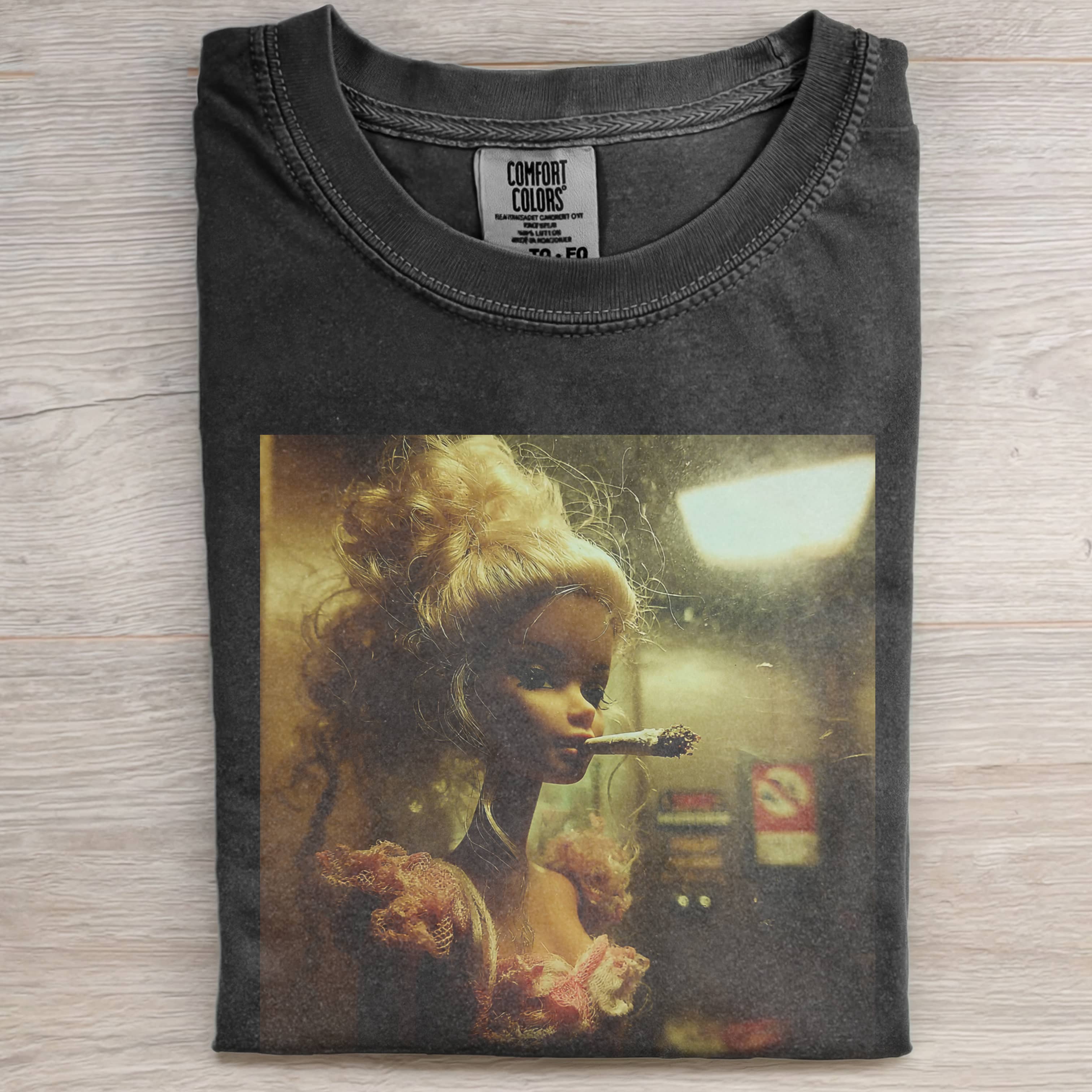 RETRO, SMOKING, DECADENT Funny Doll FaceCORE TEE-ShawnCraft
