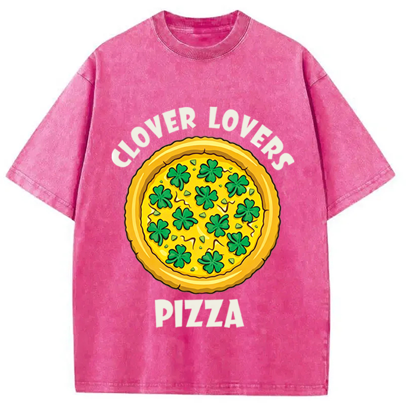 Clover Lovers Pizza Washed T-Shirt-ShawnCraft