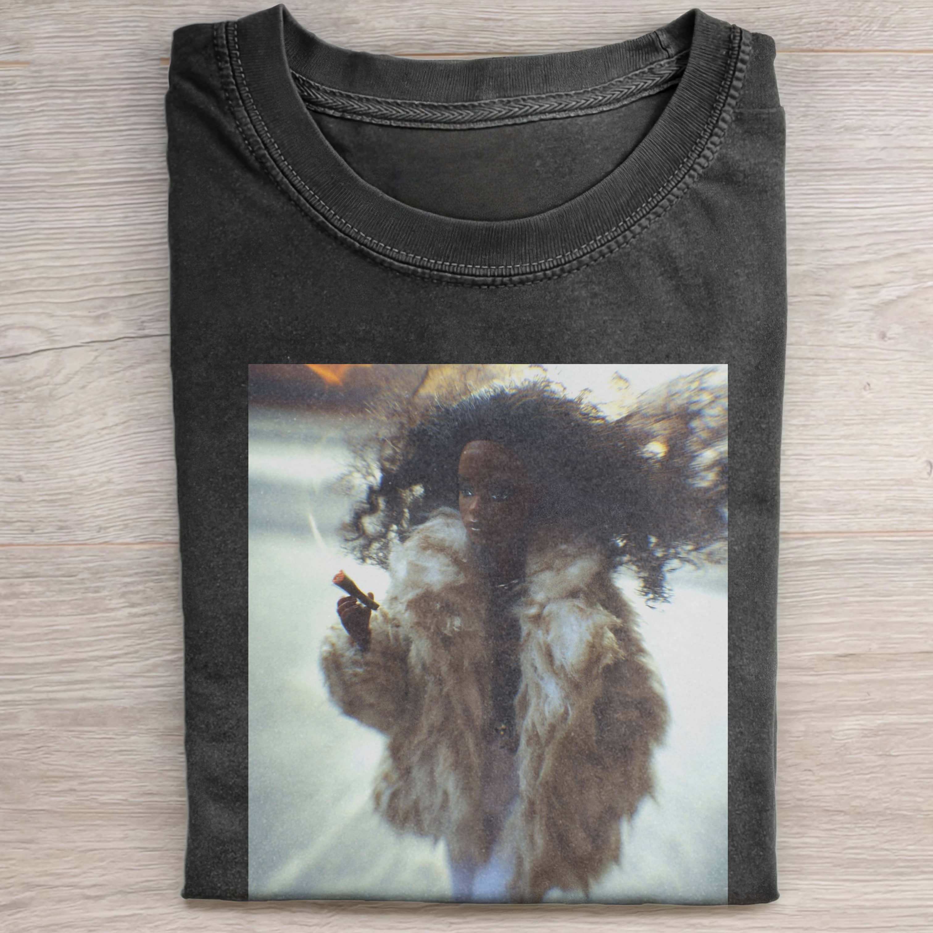 Funny Doll FaceCORE BLACK LEATHER FUR TEE